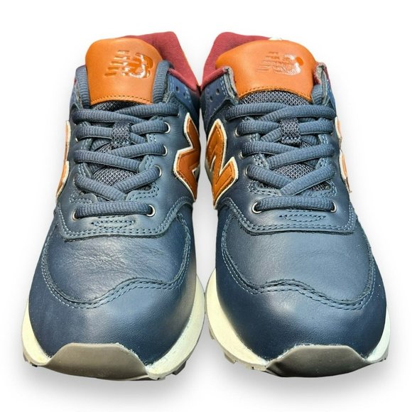 New Balance 574 Men's Blue/Brown Leather Athletic Sneakers Shoes US Size 9.5 Med - Picture 4 of 9